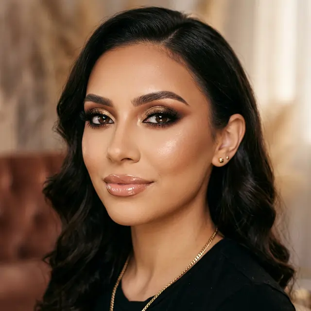 Professional glamour makeup with smokey eye and contouring